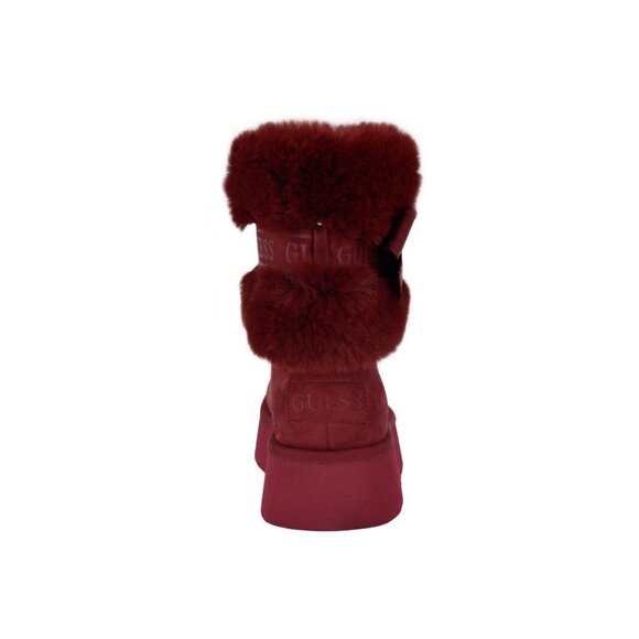 Guess Womens Denla Cold Weather Faux Fur Cozy Booties Dark Red Size 6M NIB - Picture 2 of 4